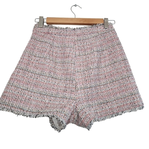5 a 7 Cinq a Sept Pink Coronado Tweed High Rise Shorts Clueless 90s Y2K - Picture 3 of 13